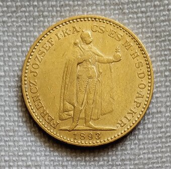 Zlatá uhorská 20 koruna FJI, 1893 kb, druhý ročník, 2 kusy - 2