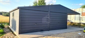 Plechová garáž 6x6 sedlová strecha, farebné prevedenie - 2