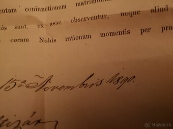 Vzácny historický cirkevný dokument – Dišpenz na manželstvo, - 2