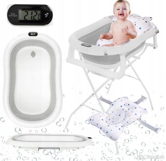 Skladacia vanička so stojanom, teplomerom a vankúšom - 2