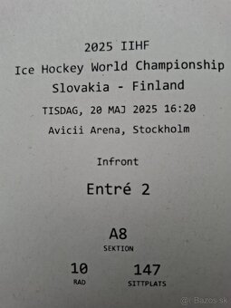 Lístky na MS v hokeji SVK:FIN - 2