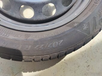 Zimné pneu 205/55/R16 91H + plech. disky+sneh. reťaze - 2
