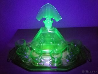 Likérová súprava, uranové sklo - VZÁCNA - 2