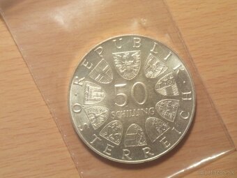 Rakúske 50 šilingy UNC/PROOF – Investičné striebro - 2