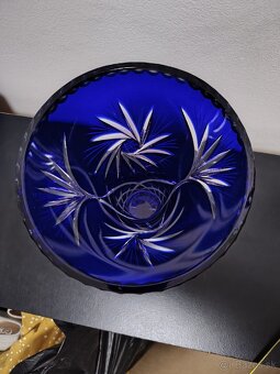 Váza široka, XL Brúsené modré Art sklo - 2