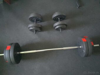 Predám veľkú činku 59kg (činkový set) + jednoručky 2x15kg - 2