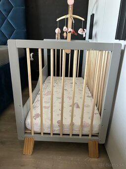Detská postieľka Kinderkraft Lunky Gray s matracom materasso - 2