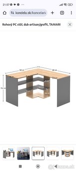 Predám kvalitný rohový Pc stolík farba sivá a hnedá - 2