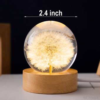 MARZIUS Kvetinové krištáľové guľové nočné svetlo, 6 cm sklen - 2