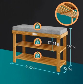 Botník na topánky 90x30x48cm - agát - nosnosť 160 kg - 2