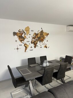 3D Drevená mapa sveta na stenu - 2