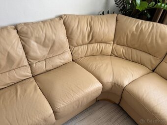 Kožená krémová sedacka do L - 2