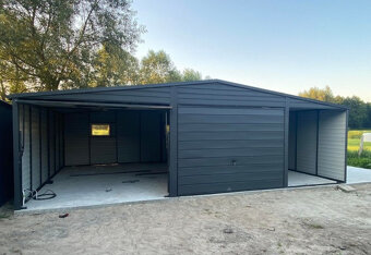 Garáž 6x6 farba grafit + 2m prístrešok - 2
