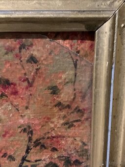 Starý ručne maľovaný obraz s rámom - 2