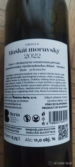 Víno Muškát moravský ročník 2022 - 2