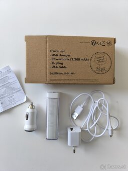 cestovný set usb charger, Power banka, EU plug, usb kábel - 2