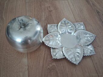 Starožitný set na štamperlíky - Sandrik jablko z alpaky - 2