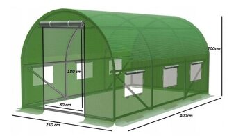 Záhradný fóliovník zelený 4m x 2,5m x 2m - 2
