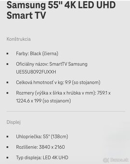 Predám televizor Samsung 55” + tablet Galaxy S10 lite 128gb. - 2