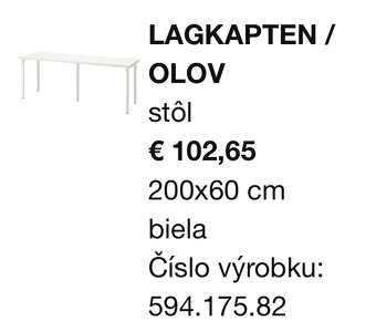 Kancelársky stol IKEA 200x60 cm - 2