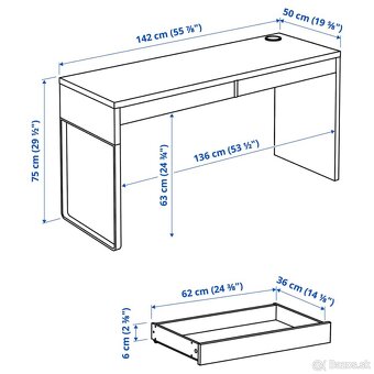 Kancelársky stôl IKEA Micke – biela - 2