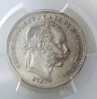 Vzácny uhorský 20 Krajczar-Krejcar-1870 GYF, certifikácia AU - 2