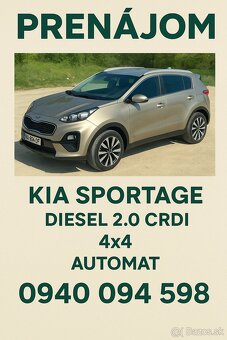 PRENAJOM AUTA - KIA SPORTAGE 2.0 crdi 4x4 automat - 2
