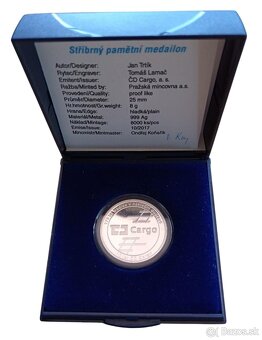 Stříbrná Proof Medaile 10 let ČD CARGO - 2