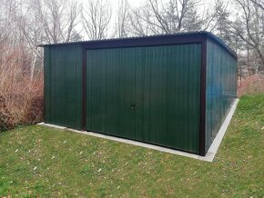 Plechová garáž 4x5m zelená mat. - 2