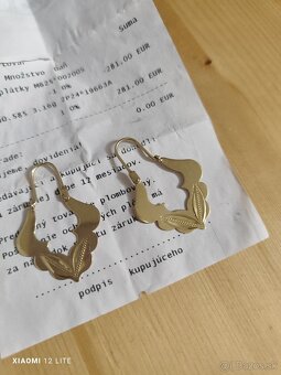 Zlato 585 náušnice listy - 2