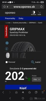 2ks nové zimne pneumatiky 295/35 r20 dot2024 - 2
