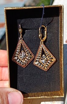 Extravagantné zlaté náušnice 585 - 2