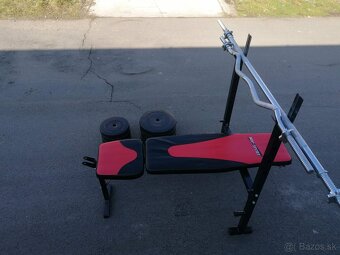 Lavička na bench press + kotúče + 2x tyč - 2