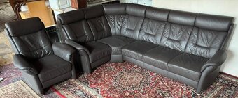 Rohová kožená sedačka s křeslem,5444 - 2
