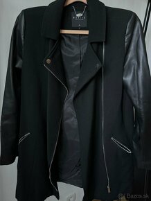 Dámsky prechodový kabát s koženými rukávmi - 2