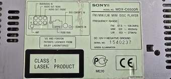 Predám autorádio minidisc Sony MDX-C6500R - 2