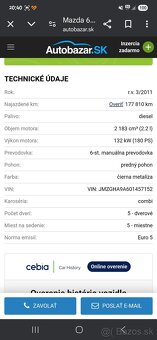 Mazda 6 combi (wagon) 2.2 MZR - CD 132KW - 2