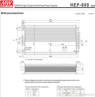 HEP-600-12 MEAN WELL- Napájací zdroj spínaný 12V 480W  40A - 2