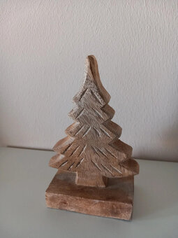 Dekorácia - drevený stromček, nový 13x8x5 cm - 2