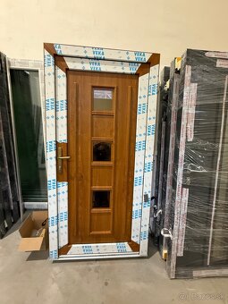 Plastové vchodové dvere,zlatý dub/biela,špičková kvalita - 2