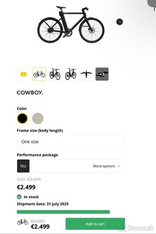 Predám elektrobicykel Cowboy Classic Connected - 2