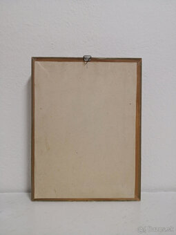 Starožitný maľovaný obraz váza s kvetmi 21,1x16,2cm - 2