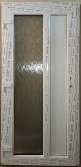 Plastové vchodové dvere 98x203cm, zlatý dub/biela, 2sklo - 2