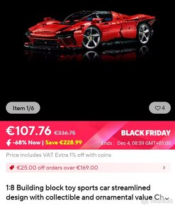 Dostupné Akcia Technik block skladačka auto Ferrarii 1:8 - 2