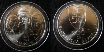 Slovenské strieborné 100, 200 koruny bk, proof - 2