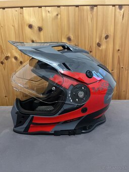 Moto prilba W-TEC V331 PR Graphic - Red-Grey, velkost S. - 2