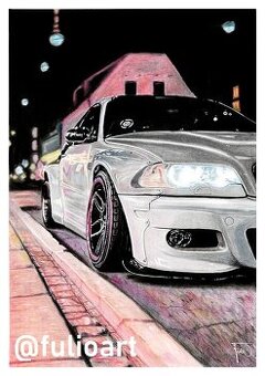 „BMW M3 E46“ - Realistická kresba - 2