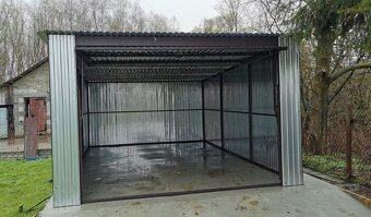 Pozinkovaná plechová garáž 4×6 m – výklopná brána - 2