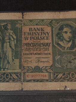 Bankovka 50 zlotych 1940 s pečiatkami - 2