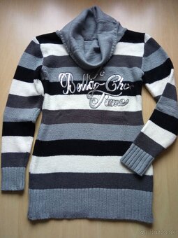 Pruhovaný rolák (šedá + biela + čierna) - 2